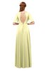 ColsBM Storm Wax Yellow Bridesmaid Dresses Lace up V-neck Short Sleeve Floor Length A-line Glamorous