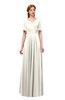 ColsBM Storm Whisper White Bridesmaid Dresses Lace up V-neck Short Sleeve Floor Length A-line Glamorous
