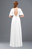 ColsBM Storm White Bridesmaid Dresses Lace up V-neck Short Sleeve Floor Length A-line Glamorous