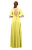 ColsBM Storm Yellow Iris Bridesmaid Dresses Lace up V-neck Short Sleeve Floor Length A-line Glamorous