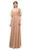 ColsBM Allyn Almost Apricot Bridesmaid Dresses A-line Short Sleeve Floor Length Sexy Zip up Pleated