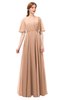 ColsBM Allyn Almost Apricot Bridesmaid Dresses A-line Short Sleeve Floor Length Sexy Zip up Pleated
