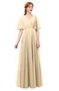 ColsBM Allyn Apricot Gelato Bridesmaid Dresses A-line Short Sleeve Floor Length Sexy Zip up Pleated