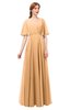 ColsBM Allyn Apricot Bridesmaid Dresses A-line Short Sleeve Floor Length Sexy Zip up Pleated