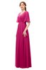 ColsBM Allyn Beetroot Purple Bridesmaid Dresses A-line Short Sleeve Floor Length Sexy Zip up Pleated