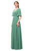 ColsBM Allyn Beryl Green Bridesmaid Dresses A-line Short Sleeve Floor Length Sexy Zip up Pleated