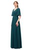 ColsBM Allyn Blue Green Bridesmaid Dresses A-line Short Sleeve Floor Length Sexy Zip up Pleated