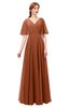 ColsBM Allyn Bombay Brown Bridesmaid Dresses A-line Short Sleeve Floor Length Sexy Zip up Pleated