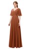 ColsBM Allyn Bombay Brown Bridesmaid Dresses A-line Short Sleeve Floor Length Sexy Zip up Pleated