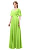 ColsBM Allyn Bright Green Bridesmaid Dresses A-line Short Sleeve Floor Length Sexy Zip up Pleated