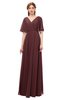 ColsBM Allyn Burgundy Bridesmaid Dresses A-line Short Sleeve Floor Length Sexy Zip up Pleated