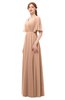 ColsBM Allyn Burnt Orange Bridesmaid Dresses A-line Short Sleeve Floor Length Sexy Zip up Pleated