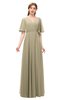 ColsBM Allyn Candied Ginger Bridesmaid Dresses A-line Short Sleeve Floor Length Sexy Zip up Pleated