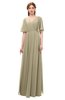 ColsBM Allyn Candied Ginger Bridesmaid Dresses A-line Short Sleeve Floor Length Sexy Zip up Pleated