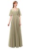 ColsBM Allyn Candied Ginger Bridesmaid Dresses A-line Short Sleeve Floor Length Sexy Zip up Pleated