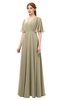 ColsBM Allyn Candied Ginger Bridesmaid Dresses A-line Short Sleeve Floor Length Sexy Zip up Pleated