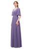 ColsBM Allyn Chalk Violet Bridesmaid Dresses A-line Short Sleeve Floor Length Sexy Zip up Pleated