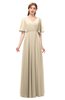ColsBM Allyn Champagne Bridesmaid Dresses A-line Short Sleeve Floor Length Sexy Zip up Pleated