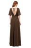 ColsBM Allyn Chocolate Brown Bridesmaid Dresses A-line Short Sleeve Floor Length Sexy Zip up Pleated