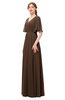 ColsBM Allyn Chocolate Brown Bridesmaid Dresses A-line Short Sleeve Floor Length Sexy Zip up Pleated