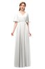 ColsBM Allyn Cloud White Bridesmaid Dresses A-line Short Sleeve Floor Length Sexy Zip up Pleated