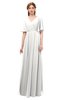 ColsBM Allyn Cloud White Bridesmaid Dresses A-line Short Sleeve Floor Length Sexy Zip up Pleated