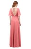ColsBM Allyn Coral Bridesmaid Dresses A-line Short Sleeve Floor Length Sexy Zip up Pleated