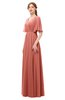 ColsBM Allyn Crabapple Bridesmaid Dresses A-line Short Sleeve Floor Length Sexy Zip up Pleated