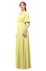 ColsBM Allyn Daffodil Bridesmaid Dresses A-line Short Sleeve Floor Length Sexy Zip up Pleated