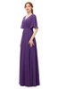 ColsBM Allyn Dark Purple Bridesmaid Dresses A-line Short Sleeve Floor Length Sexy Zip up Pleated