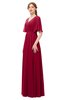 ColsBM Allyn Dark Red Bridesmaid Dresses A-line Short Sleeve Floor Length Sexy Zip up Pleated