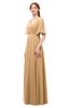 ColsBM Allyn Desert Mist Bridesmaid Dresses A-line Short Sleeve Floor Length Sexy Zip up Pleated