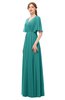 ColsBM Allyn Emerald Green Bridesmaid Dresses A-line Short Sleeve Floor Length Sexy Zip up Pleated