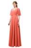 ColsBM Allyn Fusion Coral Bridesmaid Dresses A-line Short Sleeve Floor Length Sexy Zip up Pleated