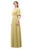 ColsBM Allyn Gold Bridesmaid Dresses A-line Short Sleeve Floor Length Sexy Zip up Pleated