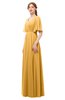ColsBM Allyn Golden Cream Bridesmaid Dresses A-line Short Sleeve Floor Length Sexy Zip up Pleated