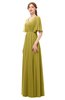 ColsBM Allyn Golden Olive Bridesmaid Dresses A-line Short Sleeve Floor Length Sexy Zip up Pleated