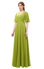 ColsBM Allyn Green Oasis Bridesmaid Dresses A-line Short Sleeve Floor Length Sexy Zip up Pleated