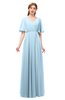 ColsBM Allyn Ice Blue Bridesmaid Dresses A-line Short Sleeve Floor Length Sexy Zip up Pleated