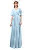 ColsBM Allyn Ice Blue Bridesmaid Dresses A-line Short Sleeve Floor Length Sexy Zip up Pleated