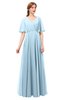 ColsBM Allyn Ice Blue Bridesmaid Dresses A-line Short Sleeve Floor Length Sexy Zip up Pleated