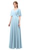 ColsBM Allyn Ice Blue Bridesmaid Dresses A-line Short Sleeve Floor Length Sexy Zip up Pleated