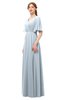 ColsBM Allyn Illusion Blue Bridesmaid Dresses A-line Short Sleeve Floor Length Sexy Zip up Pleated