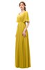 ColsBM Allyn Lemon Curry Bridesmaid Dresses A-line Short Sleeve Floor Length Sexy Zip up Pleated