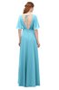 ColsBM Allyn Light Blue Bridesmaid Dresses A-line Short Sleeve Floor Length Sexy Zip up Pleated