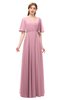ColsBM Allyn Light Coral Bridesmaid Dresses A-line Short Sleeve Floor Length Sexy Zip up Pleated