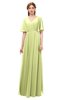 ColsBM Allyn Lime Sherbet Bridesmaid Dresses A-line Short Sleeve Floor Length Sexy Zip up Pleated