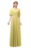 ColsBM Allyn Misted Yellow Bridesmaid Dresses A-line Short Sleeve Floor Length Sexy Zip up Pleated