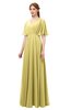 ColsBM Allyn Misted Yellow Bridesmaid Dresses A-line Short Sleeve Floor Length Sexy Zip up Pleated
