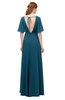 ColsBM Allyn Moroccan Blue Bridesmaid Dresses A-line Short Sleeve Floor Length Sexy Zip up Pleated